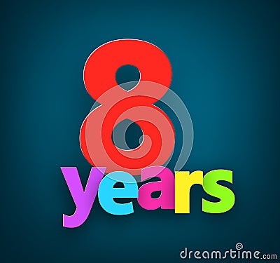 Eight years paper sign. Vector Illustration