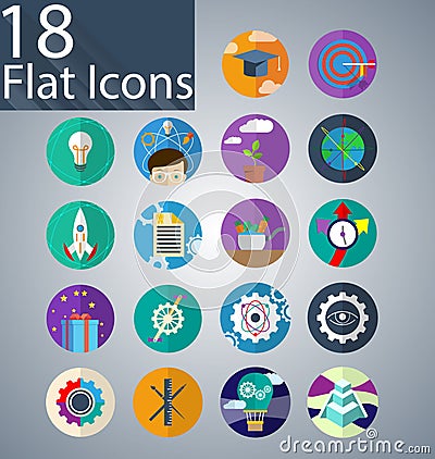 Eighteen Flat icons Vector Illustration