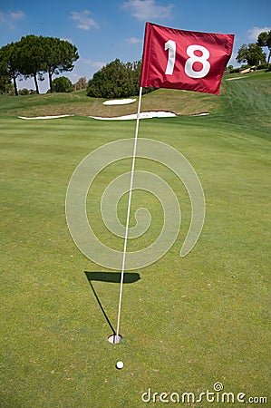 Eighteen hole of a golf course Stock Photo