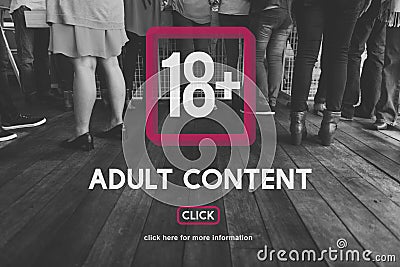 Eighteen Plus Adult Explicit Content Warning Stock Photo