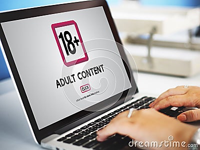 Eighteen Plus Adult Explicit Content Warning Stock Photo