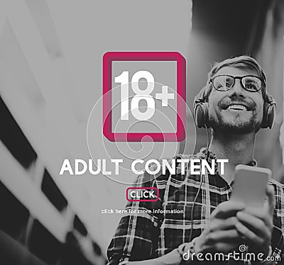 Eighteen Plus Adult Explicit Content Warning Stock Photo