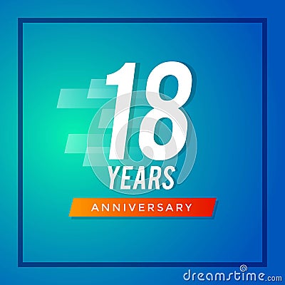 Eighteenth Anniversary with Blue Background Greeting Card Vector Illustration