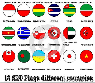 The eighten flags and country in one sets vector Stock Photo