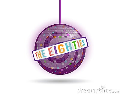 The eighties Disco Ball Dance . Vector Logo Vector Illustration