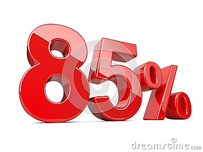 Eighty five red percent symbol. 85% percentage rate. Special off Cartoon Illustration