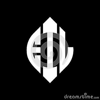 EIL circle letter logo design with circle and ellipse shape. EIL ellipse letters with typographic style. The three initials form a Vector Illustration