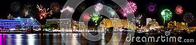 Eilat holidsy fireworks panorama Stock Photo