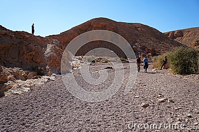 Hiking in Nahal Shani, south Israel Editorial Stock Photo