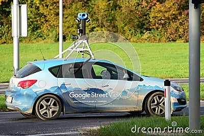 A Google Street View vehicle near the motorway A1 in SteyrermÃ¼hl, Upper Austria, Austria, Europe Editorial Stock Photo