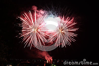 Fireworks in Altmuenster Upper Austria; Austria Editorial Stock Photo