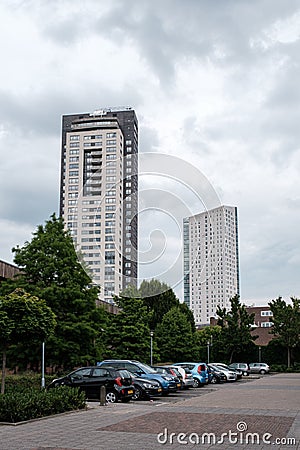 View of two skyscrapers in Eindhoven Editorial Stock Photo