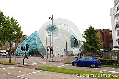 EINDHOVEN, NETHERLANDS - JUNE 5, 2018: view of modern futuristic building in the city centre of Eindhoven, Netherlands Editorial Stock Photo