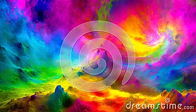 Mesmerizing abstract 3D visualization in multiple colors Stock Photo