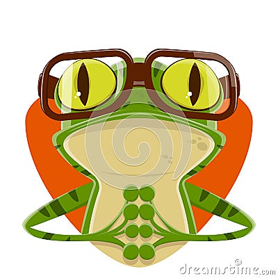 Cartoon illustration of a frog with nerd glasses Vector Illustration