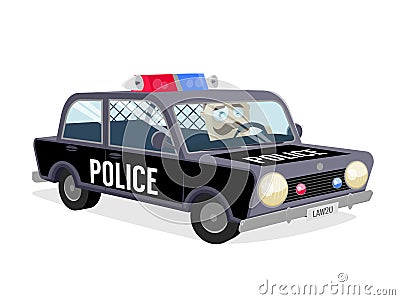 Cop driving police car Vector Illustration