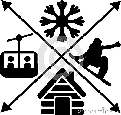 Snowboarding Icons hipster cross Stock Photo