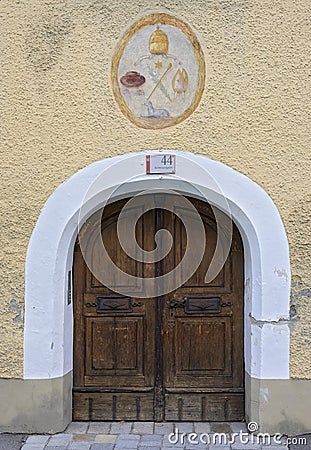 Door of a heritage-protected bourgeois house Editorial Stock Photo