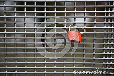 Lonely love lock on a bench in Munich city center, Germany Stock Photo