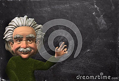 Einstein Scientist Illustration, Chalkboard Background Cartoon Illustration