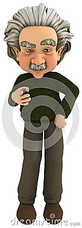 Einstein Scientist Pointing Illustration Isolated Cartoon Illustration