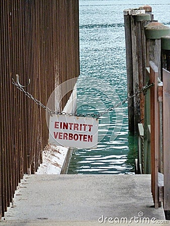 No Entry sign on the river in Germany Stock Photo