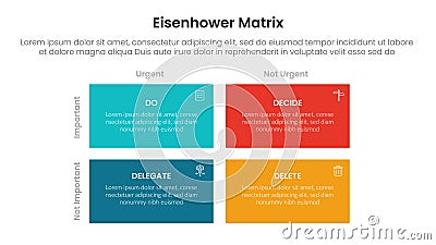 eisenhower matrix infographic template banner with sharp rectangle box container with icon for slide presentation Stock Photo