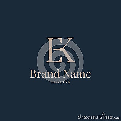 EK logo elegance golden navy luxury Stock Photo