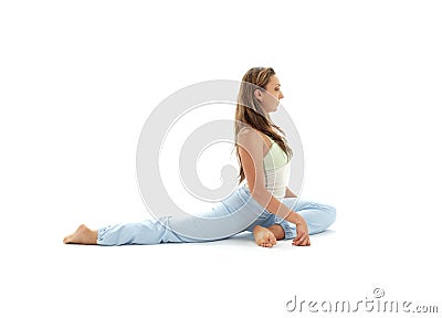 Eka pada rajakapotasana one-legged king pigeon Stock Photo