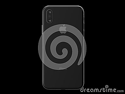 Ekaterinburg, Russia - 14 september: 3D Render of a black iPhone X with Apple Inc logo Illustrative Editorial Image, on Editorial Stock Photo