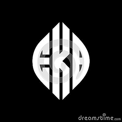 EKB circle letter logo design with circle and ellipse shape. EKB ellipse letters with typographic style. The three initials form a Vector Illustration