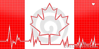 EKG Heart Monitor With Canada Theme Stock Photo