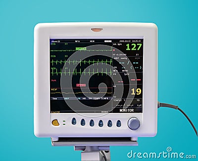 EKG Monitor in ICU Unit Stock Photo