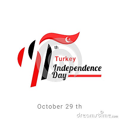 29 ekim Cumhuriyet Bayrami Kutlu Olsun. Translation: 2 october, Happy Republic Day. Turkey Independence Day greeting design logo Vector Illustration