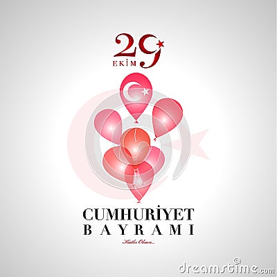 29 Ekim Cumhuriyet Bayrami. 29th October National Republic Day of Turkey Vector Illustration