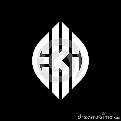 EKJ circle letter logo design with circle and ellipse shape. EKJ ellipse letters with typographic style. The three initials form a Vector Illustration