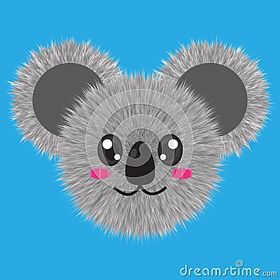 Kawaii Furry Koala Head Illustration Vector Illustration