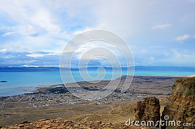 El Calafate top view. Evening sunset nature landscape magic dreamy cloud on the sky in Patagonia Stock Photo
