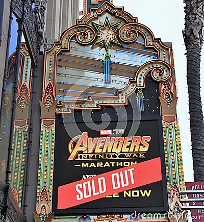 El Capitan marquee for Avengers movie Editorial Stock Photo