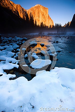 El Capitan and Merced river Stock Photo