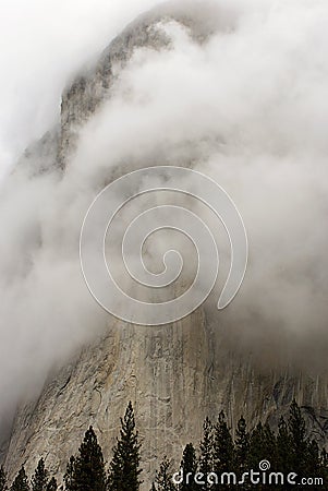 El Capitan under clouds Stock Photo