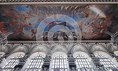 Ceiling Painting at Museum of the Revolution in Havana, Cuba Editorial Stock Photo