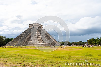 El Castillo pyramid Temple of Kukulcan. General view. Architecture of ancient mayan civilization. Chichen Itza archeological sit Editorial Stock Photo