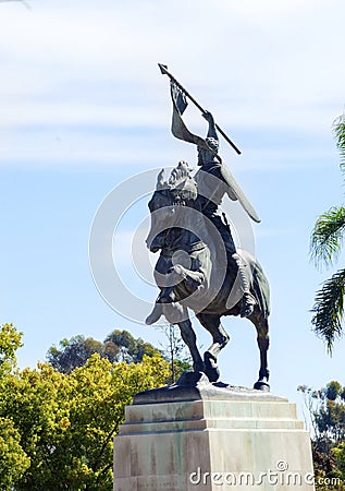 El Cid on horseback statue, Balboa park Stock Photo