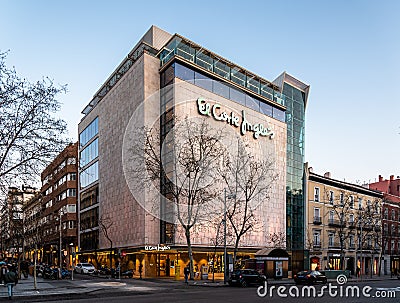 El Corte Ingles of Serrano Street in Salamanca District in Madrid Editorial Stock Photo