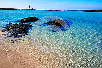 El Cotillo beach Toston lighthouse Fuerteventura Stock Photo
