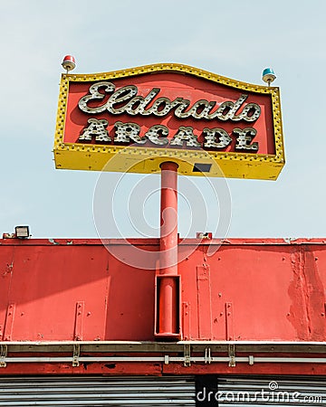 El Dorado Arcade sign, in Coney Island, Brooklyn, New York City Editorial Stock Photo