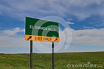 US Highway Exit Sign for El Dorado Hills Stock Photo
