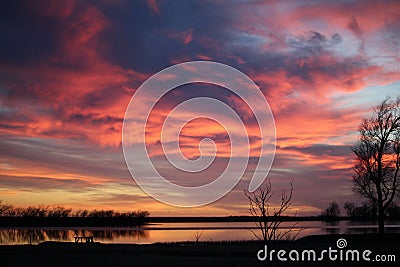 El Dorado Lake at sunset Stock Photo