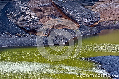 El Golfo green lake or lagoon, Lanzarote Stock Photo